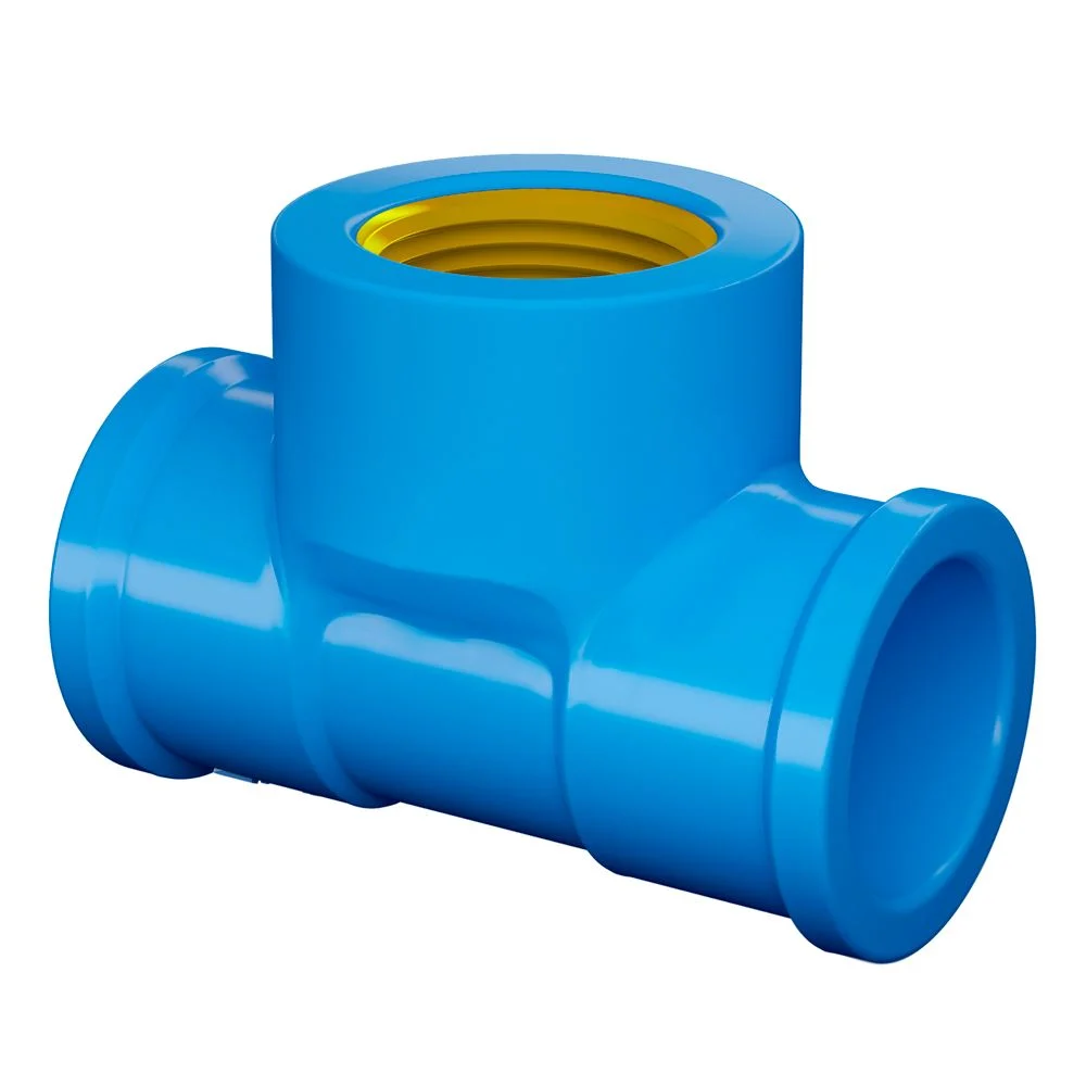 Tê Soldável em PVC com Bucha de Latão 20mmx1/2 Pol. Azul FORTLEV